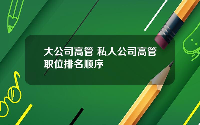 大公司高管 私人公司高管职位排名顺序